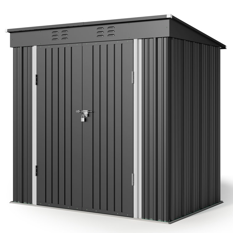 Aiho 6 ft. W X 4 ft. D Galvanized Steel Horizontal Storage Shed